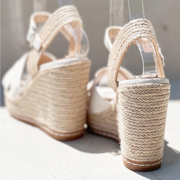 NEW Crisscross Strap Espadrille Natural Straw Jute Platform Wedges Sandals BONE - Picture 4 of 16